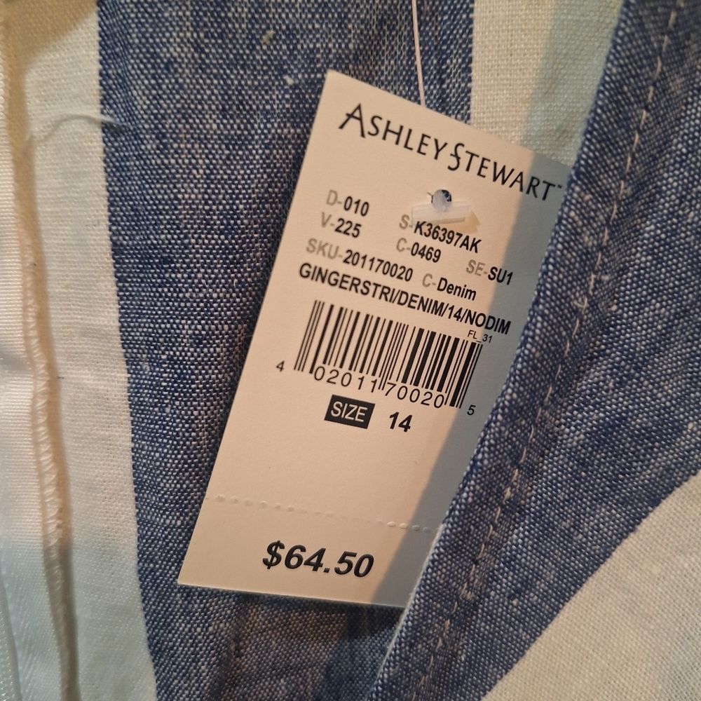 NWT - Ashley Stewart Blue/Cream Striped Maxi Dress sz14 - Picture 7 of 8